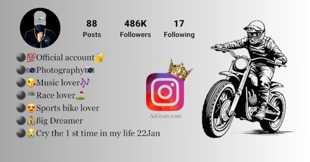 Bike Rider Bio For Instagram
